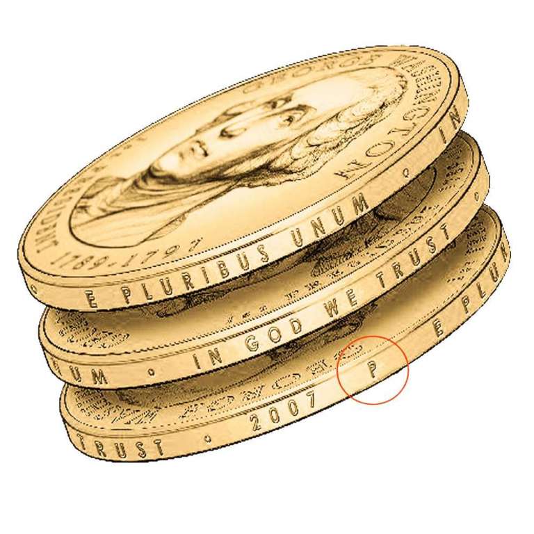 (02p) Монета США 2007 год 1 доллар &quot;Джон Адамс&quot;  Вариант №2 Латунь  COLOR. Цветная